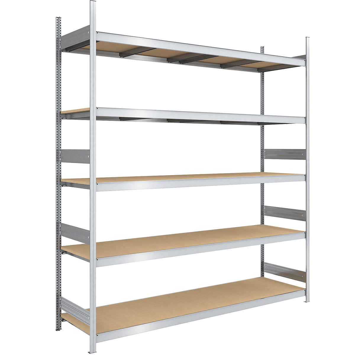 Estante de encaixar de grandes compartimentos com placas em aglomerado – hofe, altura 3000 mm, largura 2500 (2 x 1250) mm, carga por módulo 2000 kg, profundidade 800 mm, estante base-0