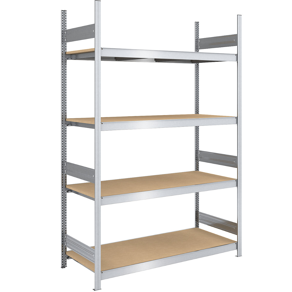 Estante de encaixar de grandes compartimentos com placas em aglomerado – hofe, altura 2500 mm, largura 1500 mm, carga por módulo 1750 kg, profundidade 800 mm, estante base-0