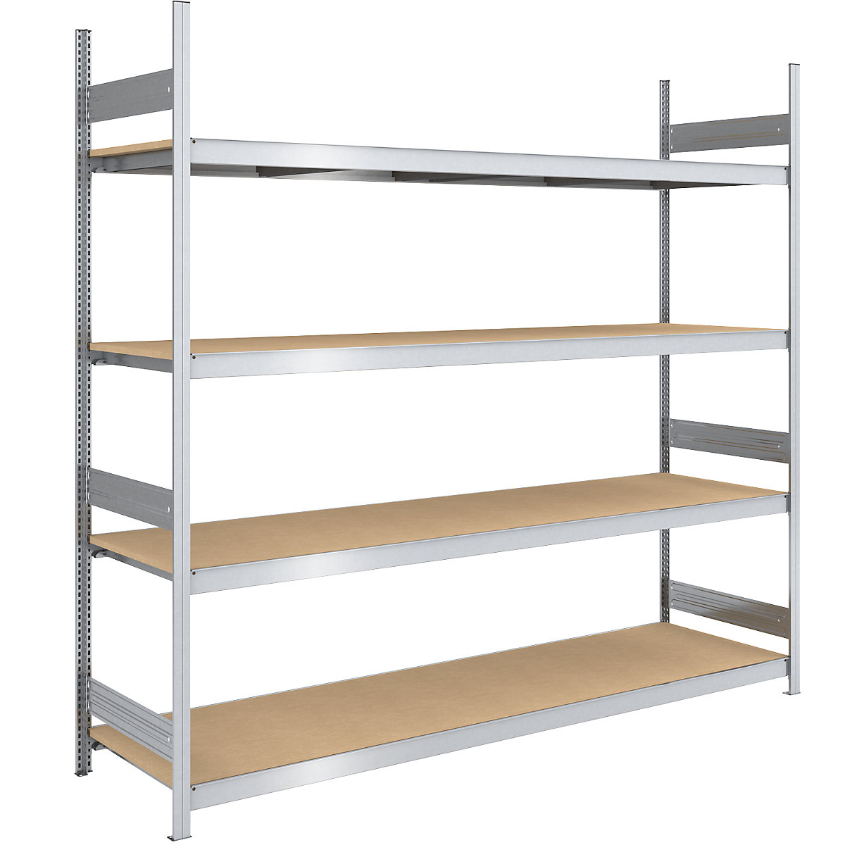 Estante de encaixar de grandes compartimentos com placas em aglomerado – hofe, altura 2500 mm, largura 2500 (2 x 1250) mm, carga por módulo 1750 kg, profundidade 800 mm, estante base-0