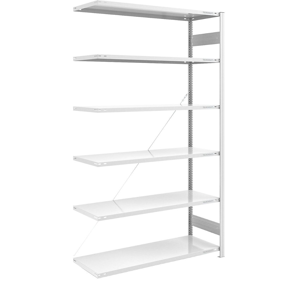 Estante de encaixar de prateleiras grandes, RAL 7035 – eurokraft pro, altura da estante 2500 mm, carga por módulo 1000 kg, estante adicional, largura x profundidade 1300 x 600 mm-0