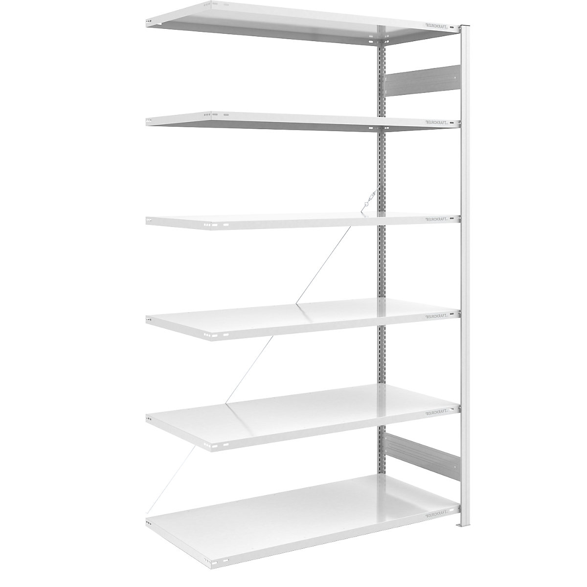Estante de encaixar de prateleiras grandes, RAL 7035 – eurokraft pro, altura da estante 2500 mm, carga por módulo 1000 kg, estante adicional, largura x profundidade 1300 x 800 mm-0