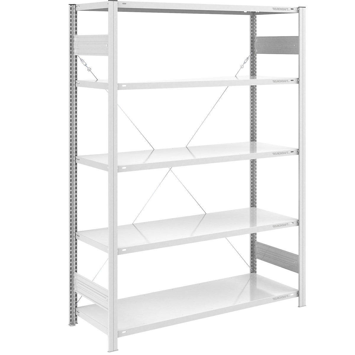 Estante de encaixar de prateleiras grandes, RAL 7035 – eurokraft pro, altura da estante 2000 mm, carga por estante 1600 kg, construção leve, estante básica, largura x profundidade 1300 x 600 mm-0