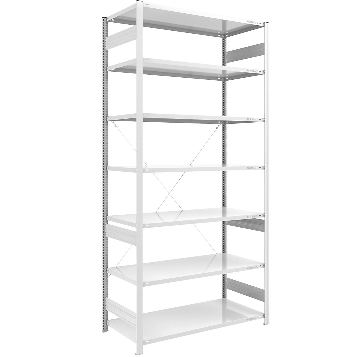 Estante de encaixar de prateleiras grandes, RAL 7035 – eurokraft pro, altura da estante 3000 mm, carga por estante 1700 kg, construção leve, estante básica, largura x profundidade 1300 x 800 mm-0