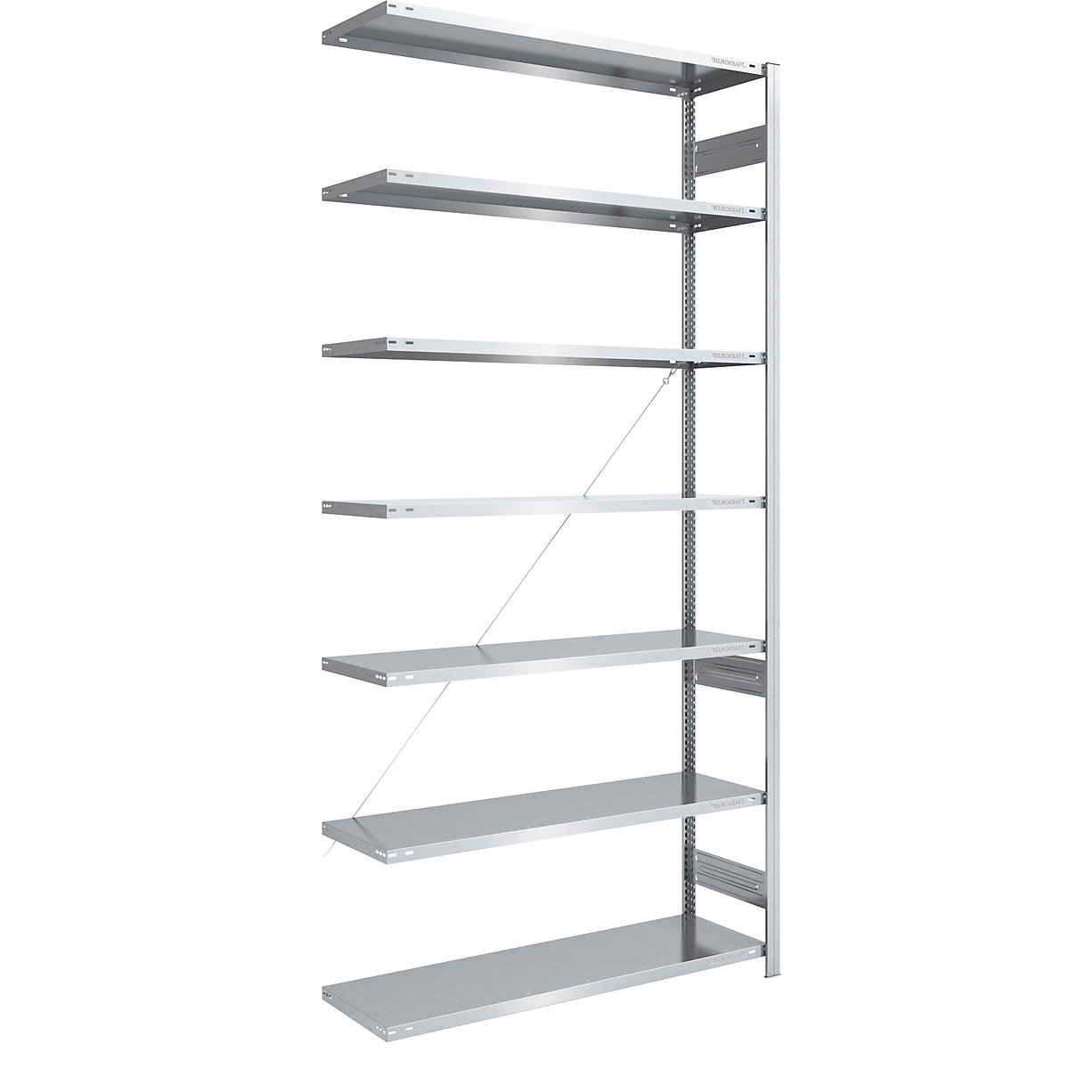 Estante de encaixar de prateleiras grandes, galvanizada – eurokraft pro, altura 3000 mm, carga por estante 1700 kg, construção leve, estante adicional, LxP 1300 x 500 mm-0