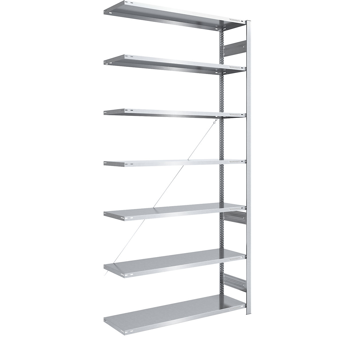 Estante de encaixar de prateleiras grandes, galvanizada – eurokraft pro, altura 3000 mm, carga por estante 1700 kg, estante adicional, LxP 1300 x 500 mm-0