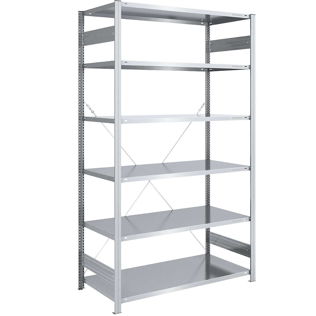 Estante de encaixar de prateleiras grandes, galvanizada – eurokraft pro, altura 2500 mm, carga por estante 1000 kg, estante base, LxP 1300 x 800 mm-0