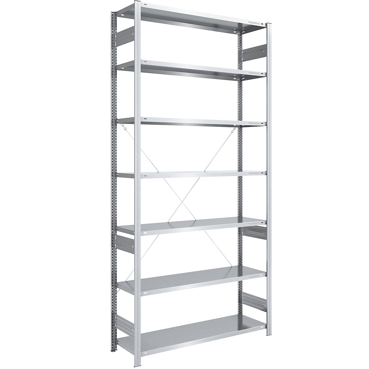 Estante de encaixar de prateleiras grandes, galvanizada – eurokraft pro, altura 3000 mm, carga por estante 1700 kg, construção leve, estante base, LxP 1300 x 500 mm-0