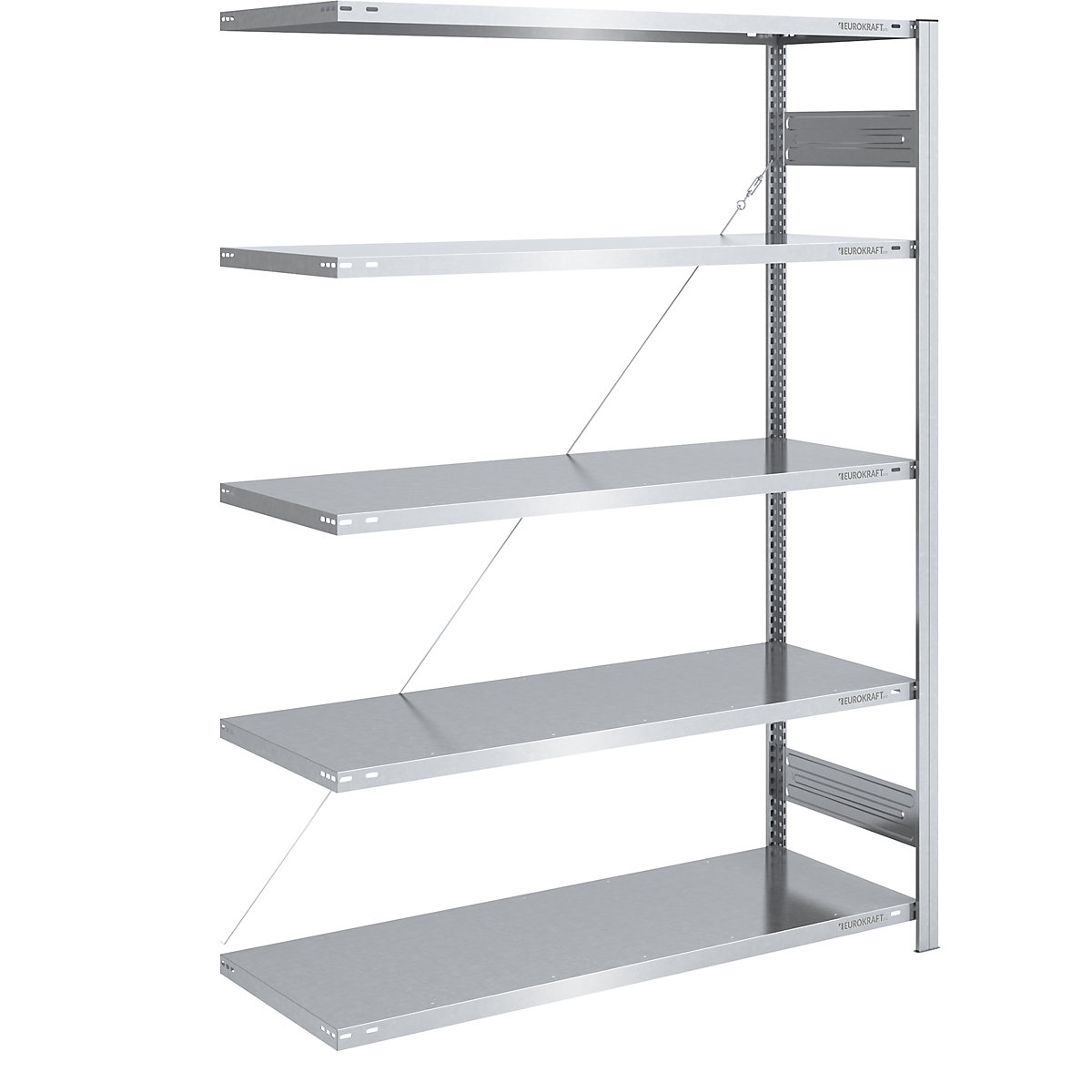 Estante de encaixar de prateleiras grandes, galvanizada – eurokraft pro, altura 2000 mm, carga por estante 1600 kg, construção leve, estante adicional, LxP 1300 x 600 mm-0