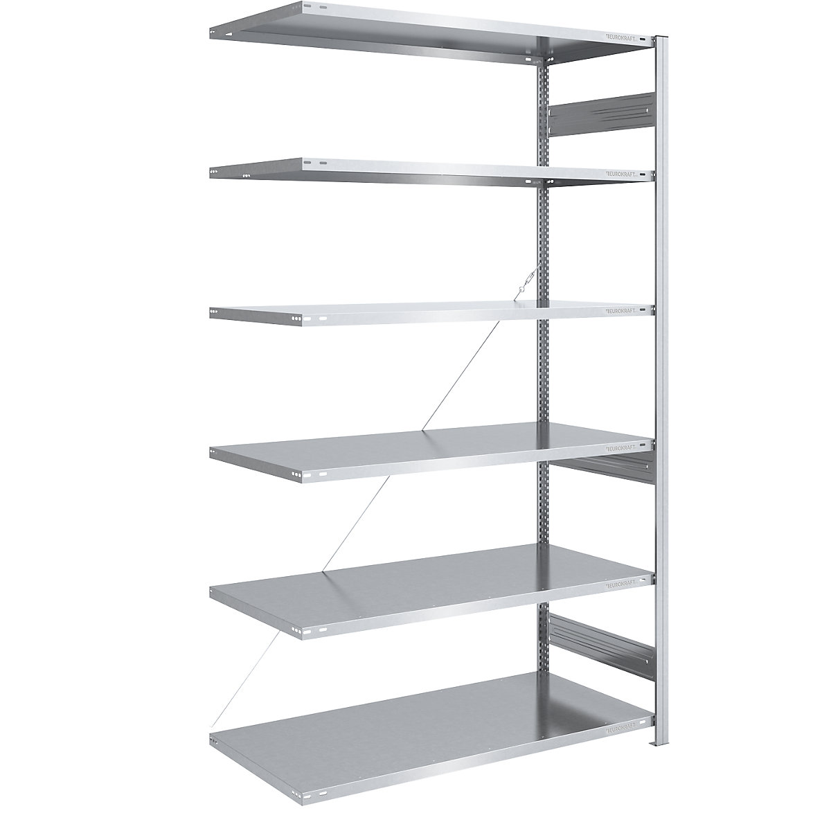 Estante de encaixar de prateleiras grandes, galvanizada – eurokraft pro, altura 2500 mm, carga por estante 2500 kg, estante adicional, LxP 1300 x 800 mm-0