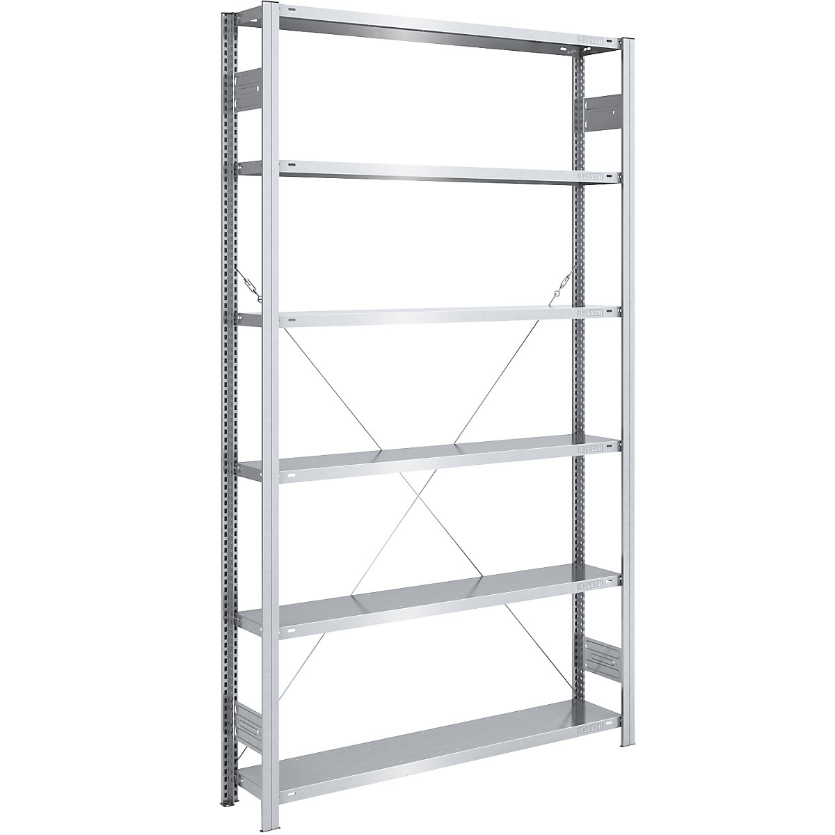 Estante de encaixar de prateleiras grandes, galvanizada – eurokraft pro, altura 2500 mm, carga por estante 1000 kg, estante base, LxP 1300 x 300 mm-0