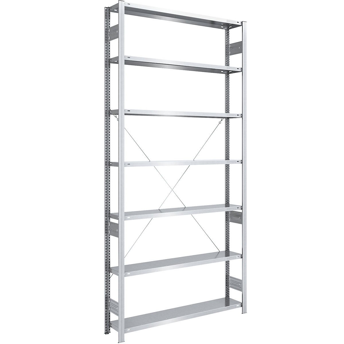 Estante de encaixar de prateleiras grandes, galvanizada – eurokraft pro, altura 3000 mm, carga por estante 1700 kg, construção leve, estante base, LxP 1300 x 300 mm-0