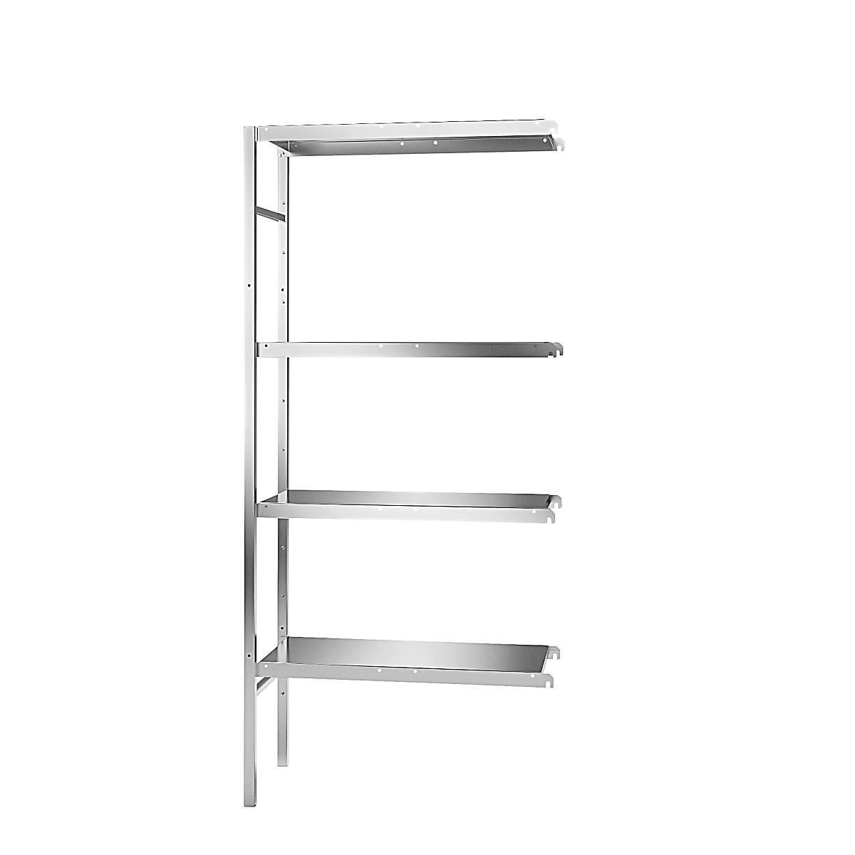Estante de encaixar em aço inoxidável, 4 prateleiras lisas, largura da prateleira x profundidade 740 x 440 mm, estante de ampliação-0