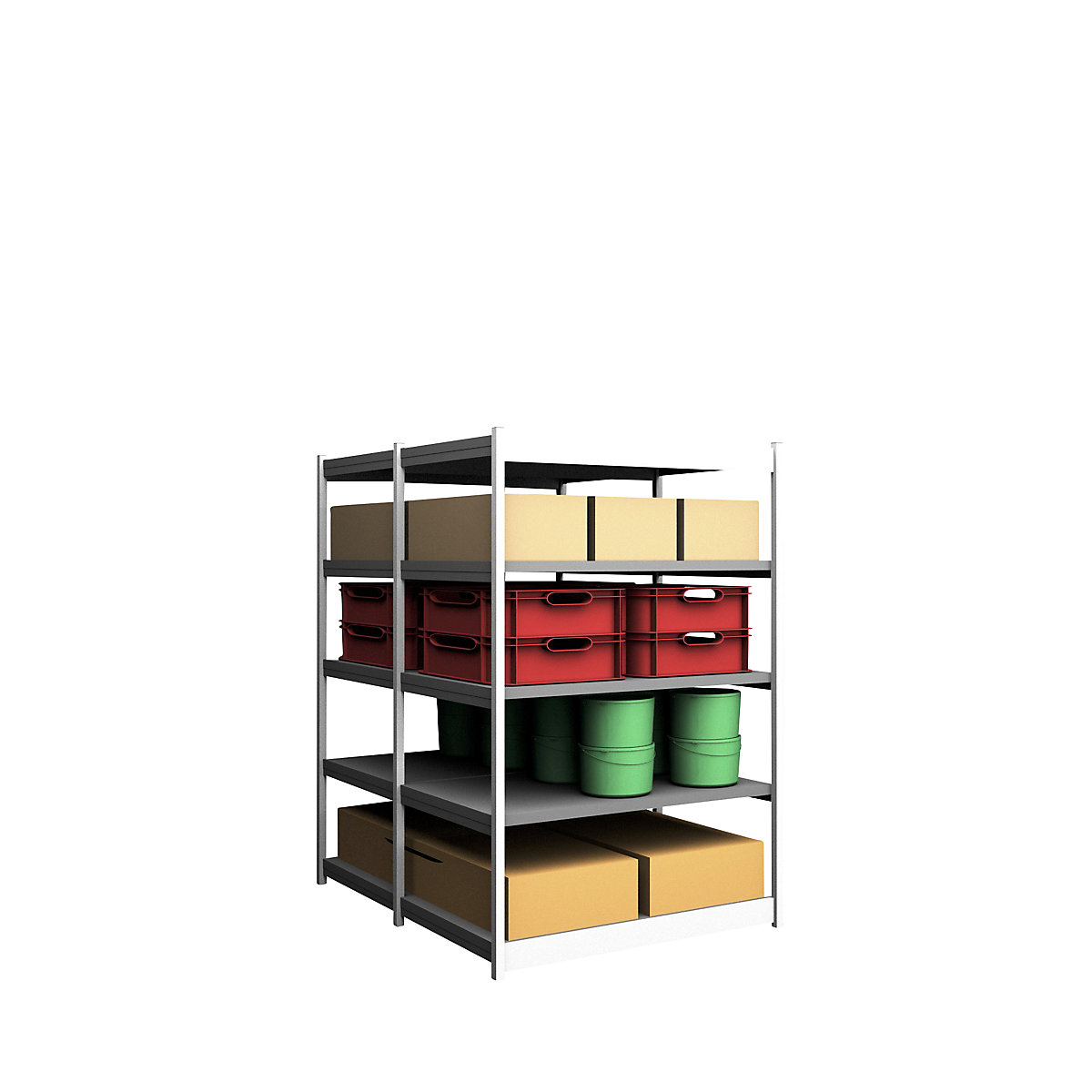 Estante de encaixar estável, de dois lados – hofe, altura da estante 2000 mm, cinzento claro/galvanizado, largura da prateleira 1025 mm, estante básica, largura x profundidade 1025 x 800 mm-0