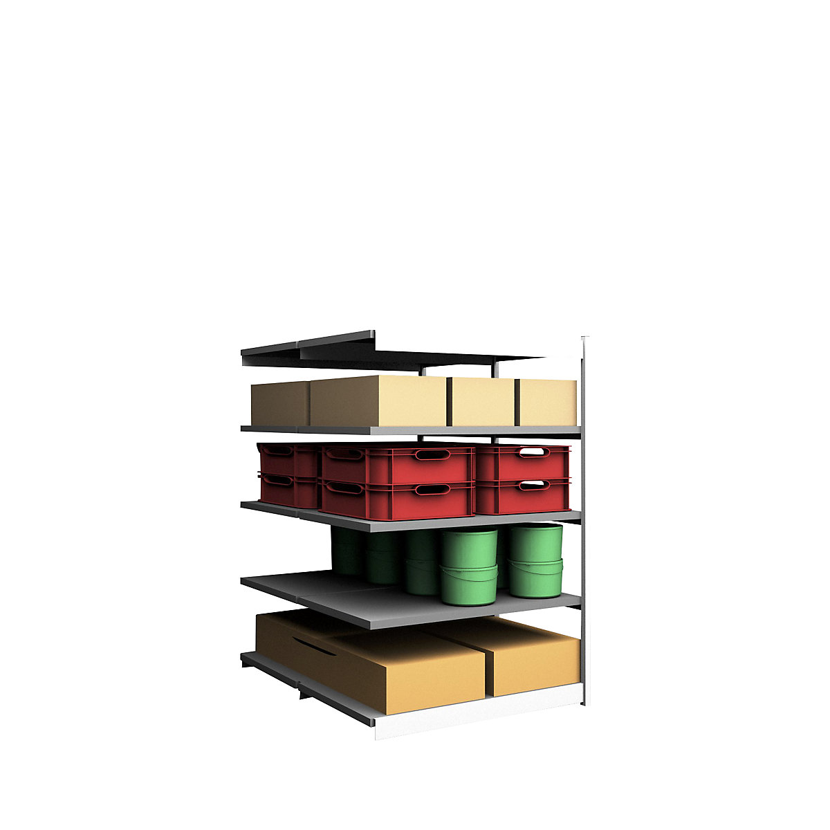 Estante de encaixar estável, de dois lados – hofe, altura da estante 2000 mm, cinzento claro/galvanizado, largura da prateleira 1025 mm, estante adicional, largura x profundidade 1025 x 800 mm-0