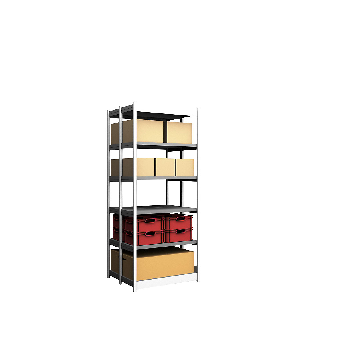 Estante de encaixar estável, de dois lados – hofe, altura da estante 2500 mm, cinzento claro/galvanizado, largura da prateleira 1025 mm, estante básica, largura x profundidade 1025 x 400 mm-0