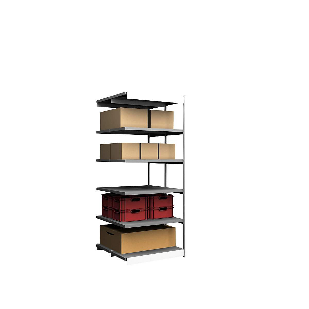 Estante de encaixar estável, de dois lados – hofe, altura da estante 2500 mm, cinzento claro/galvanizado, largura da prateleira 1025 mm, estante adicional, largura x profundidade 1025 x 500 mm-0