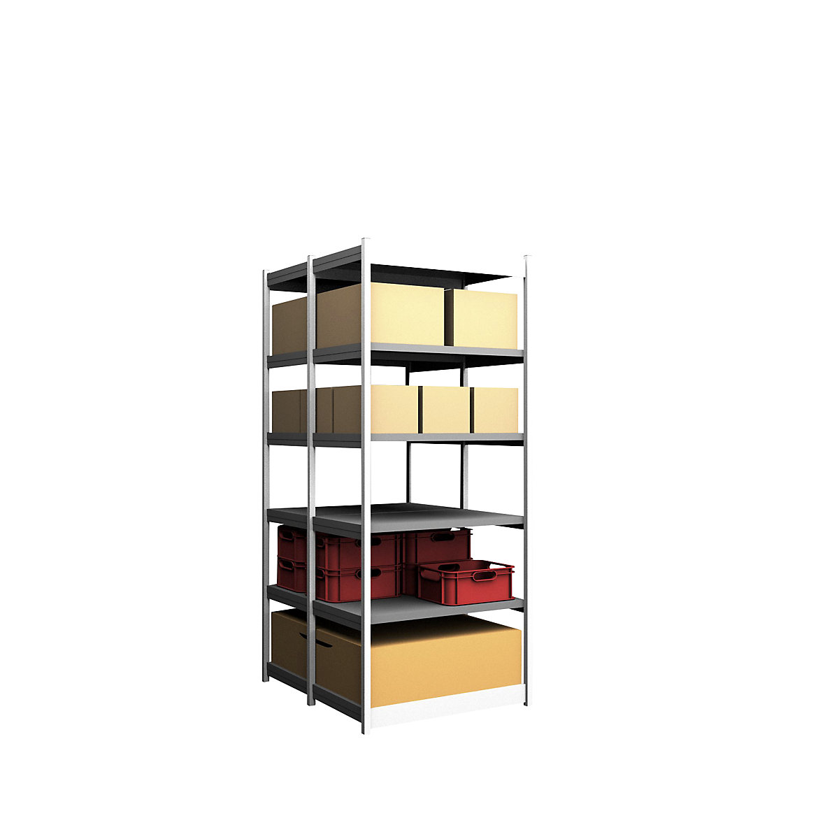 Estante de encaixar estável, de dois lados – hofe, altura da estante 2500 mm, cinzento claro/galvanizado, largura da prateleira 1025 mm, estante básica, largura x profundidade 1025 x 600 mm-0
