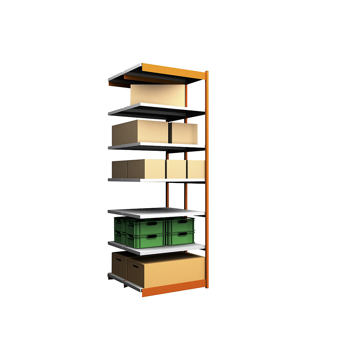 Estante de encaixar estável, de dois lados – hofe, altura da estante 3000 mm, laranja / galvanizado, largura da prateleira 1025 mm, estante adicional, largura x profundidade 1025 x 500 mm-0