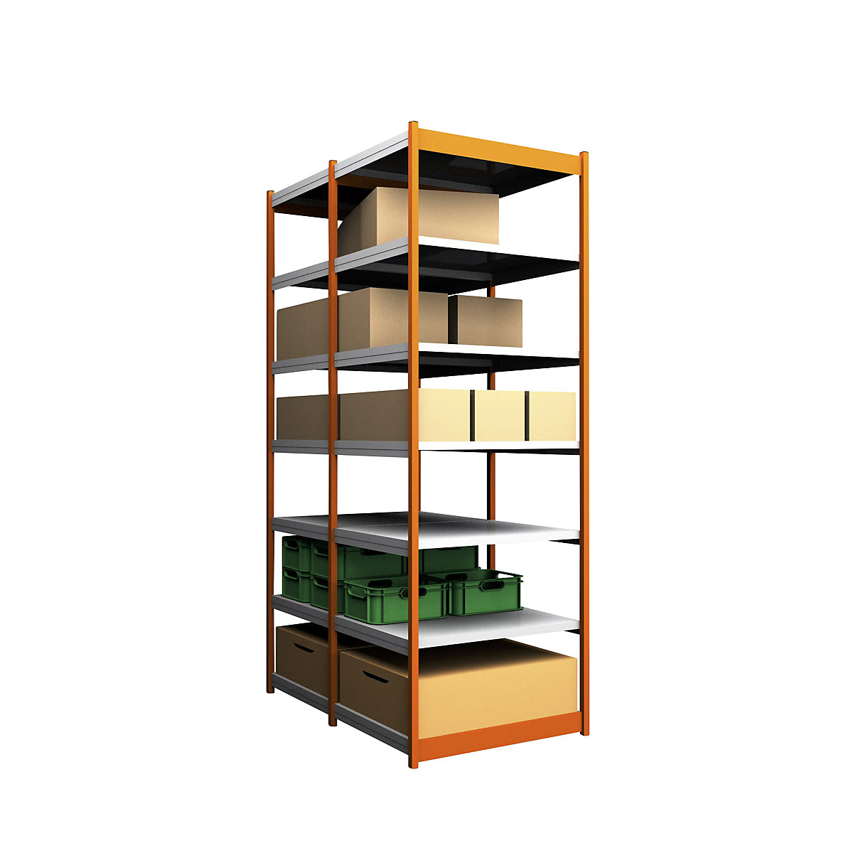 Estante de encaixar estável, de dois lados – hofe, altura da estante 3000 mm, laranja / galvanizado, largura da prateleira 1025 mm, estante básica, largura x profundidade 1025 x 800 mm-0