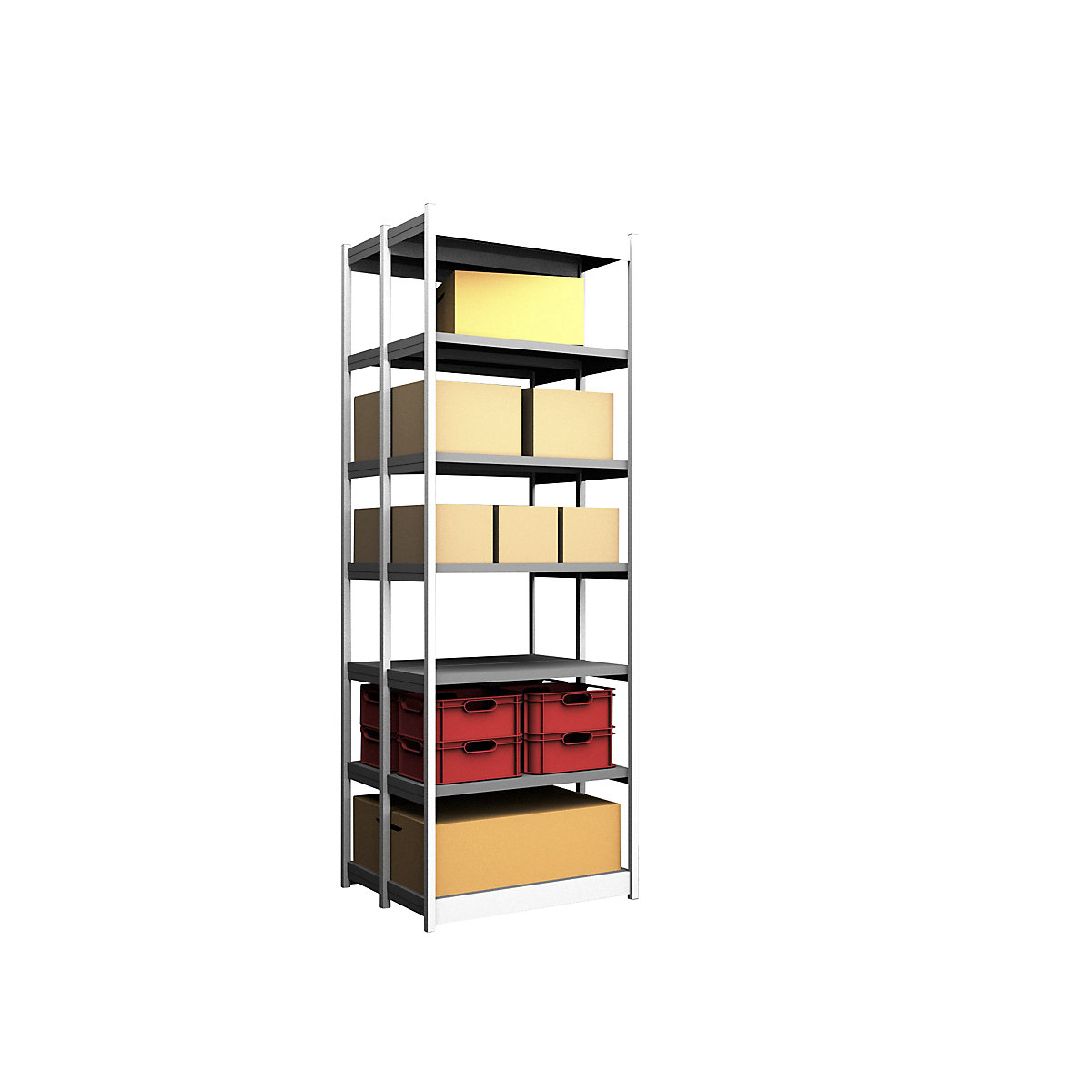 Estante de encaixar estável, de dois lados – hofe, altura da estante 3000 mm, cinzento claro/galvanizado, largura da prateleira 1025 mm, estante básica, largura x profundidade 1025 x 400 mm-0