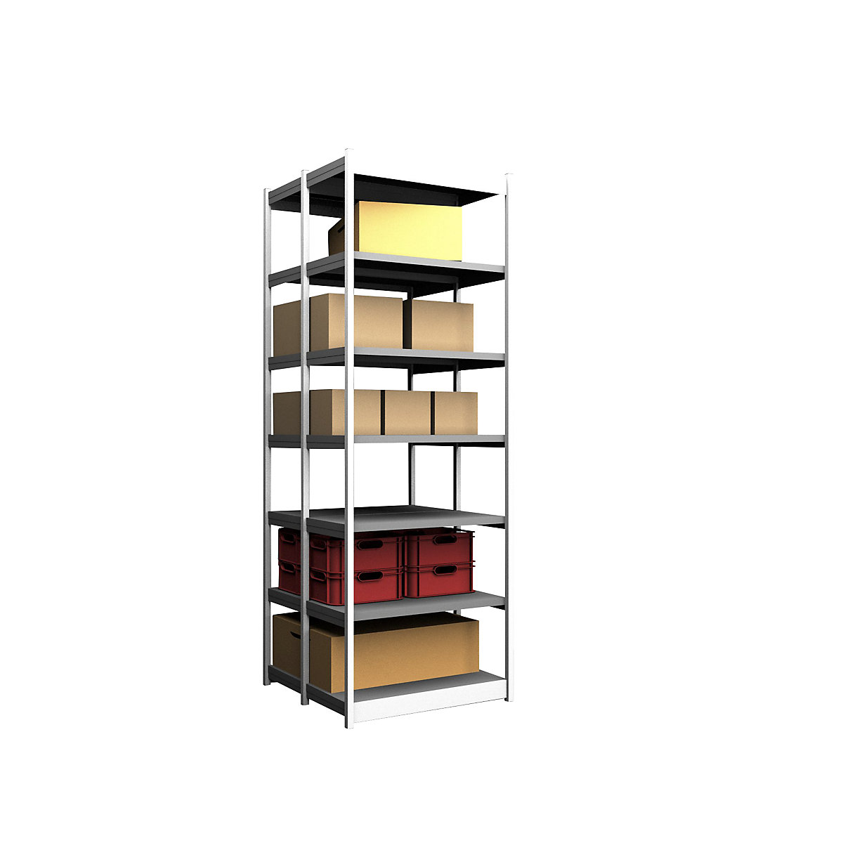Estante de encaixar estável, de dois lados – hofe, altura da estante 3000 mm, cinzento claro/galvanizado, largura da prateleira 1025 mm, estante básica, largura x profundidade 1025 x 500 mm-0