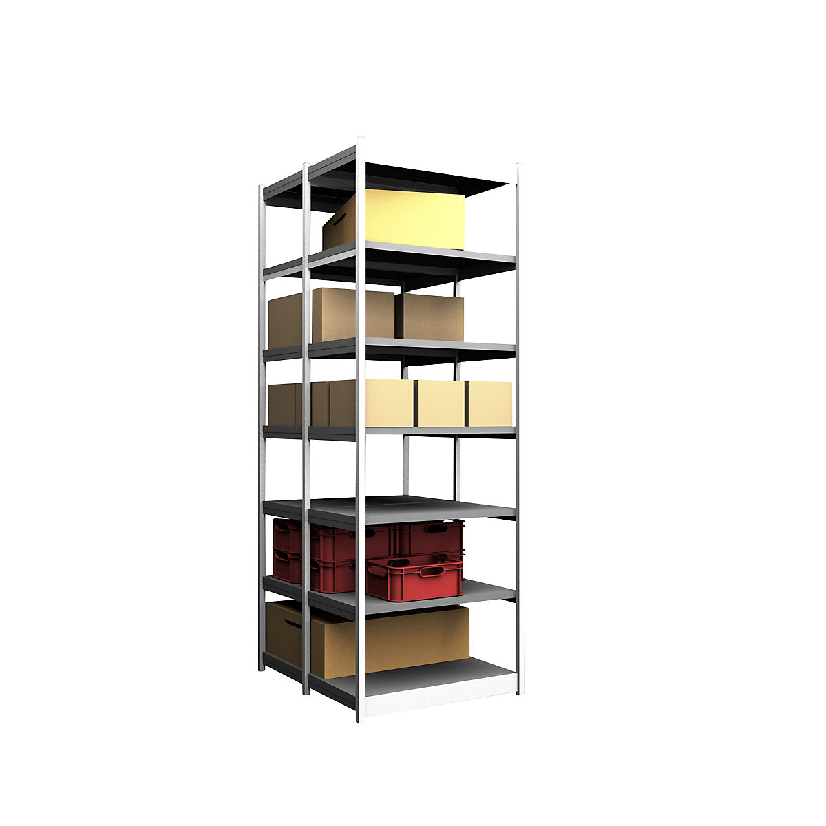 Estante de encaixar estável, de dois lados – hofe, altura da estante 3000 mm, cinzento claro/galvanizado, largura da prateleira 1025 mm, estante básica, largura x profundidade 1025 x 600 mm-0