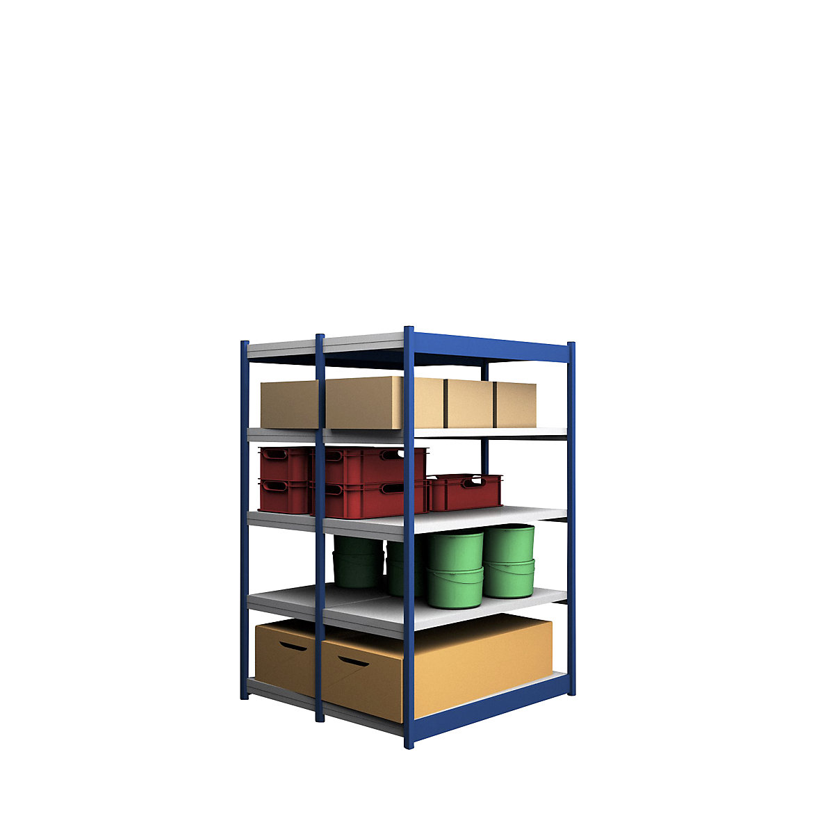 Estante de encaixar estável, de dois lados – hofe, altura da estante 2000 mm, azul / galvanizado, largura da prateleira 1325 mm, estante básica, largura x profundidade 1325 x 600 mm-0