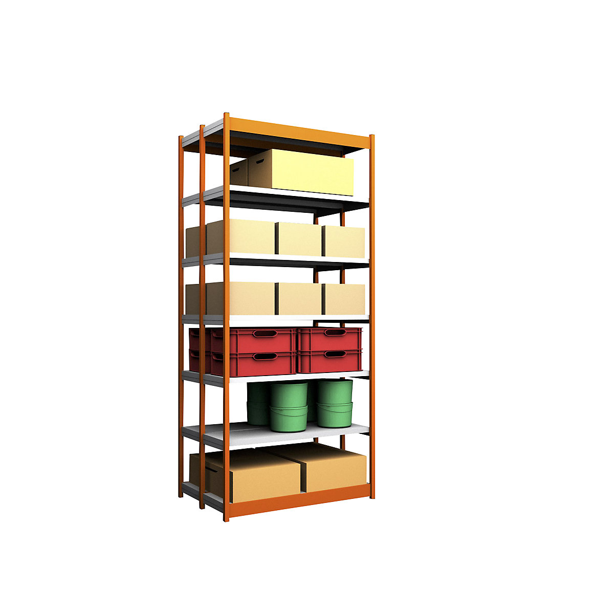 Estante de encaixar estável, de dois lados – hofe, altura da estante 3000 mm, laranja / galvanizado, largura da prateleira 1325 mm, estante básica, largura x profundidade 1325 x 400 mm-0