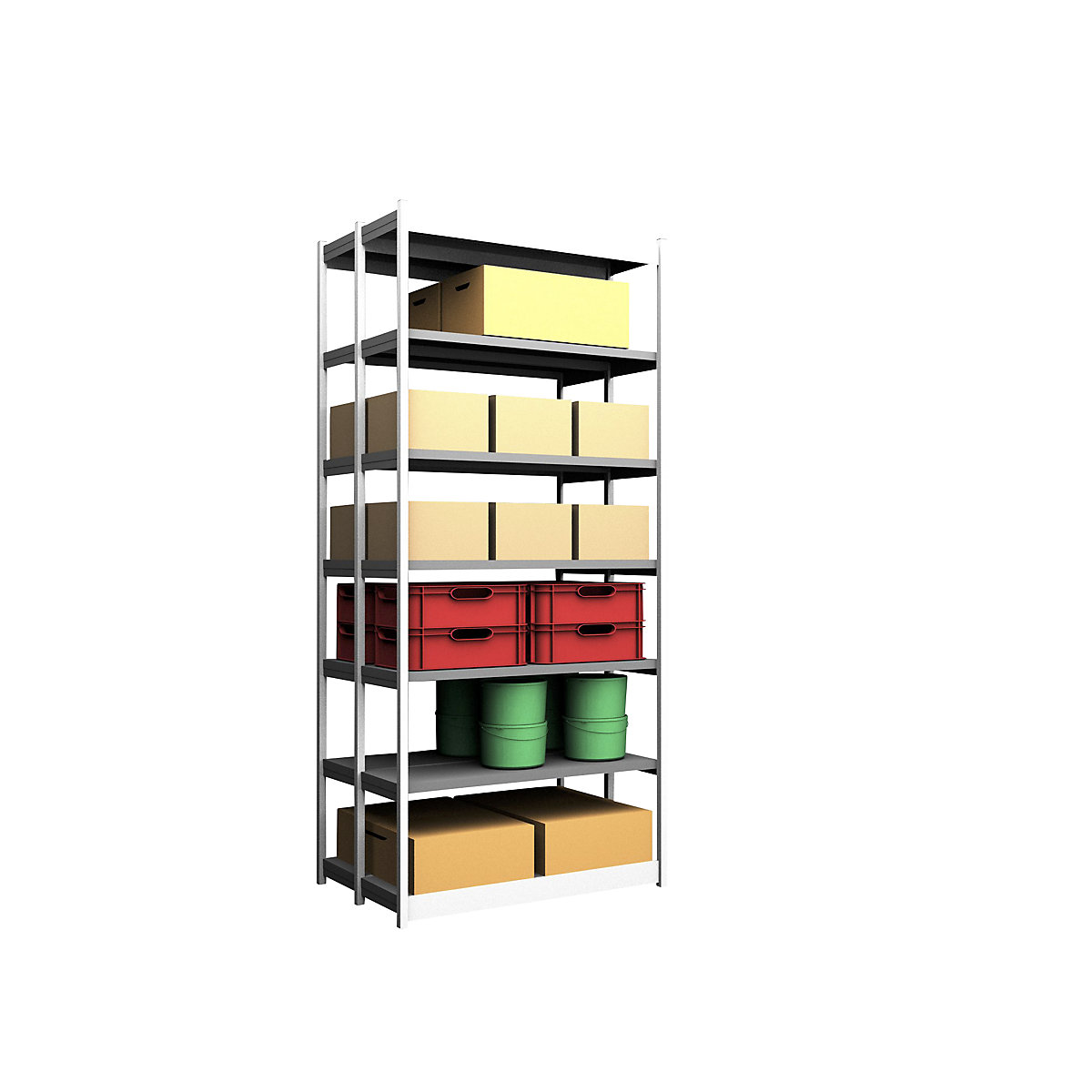 Estante de encaixar estável, de dois lados – hofe, altura da estante 3000 mm, cinzento claro/galvanizado, largura da prateleira 1325 mm, estante básica, largura x profundidade 1325 x 400 mm-0