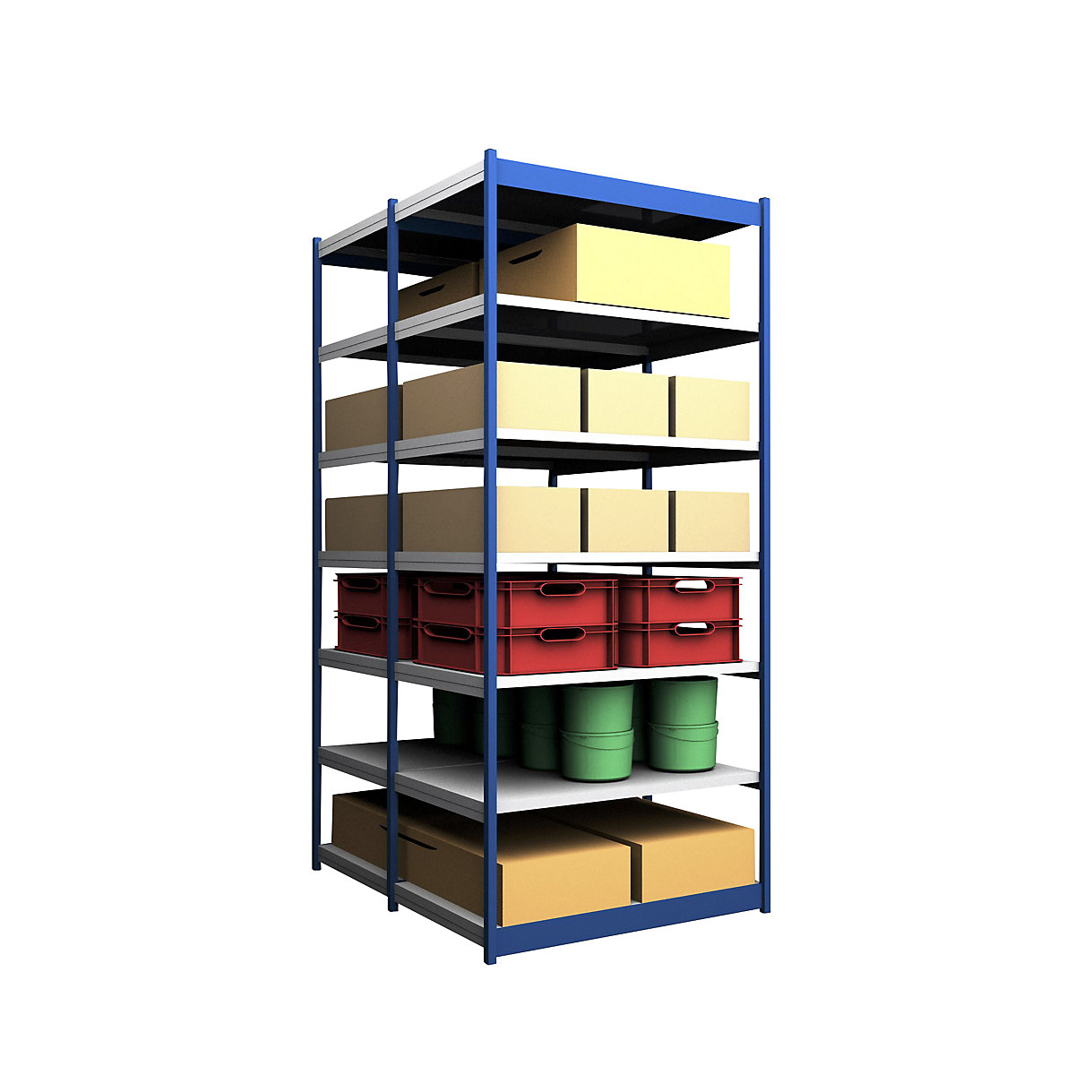 Estante de encaixar estável, de dois lados – hofe, altura da estante 3000 mm, azul / galvanizado, largura da prateleira 1325 mm, estante base, largura x profundidade 1325 x 800 mm-0