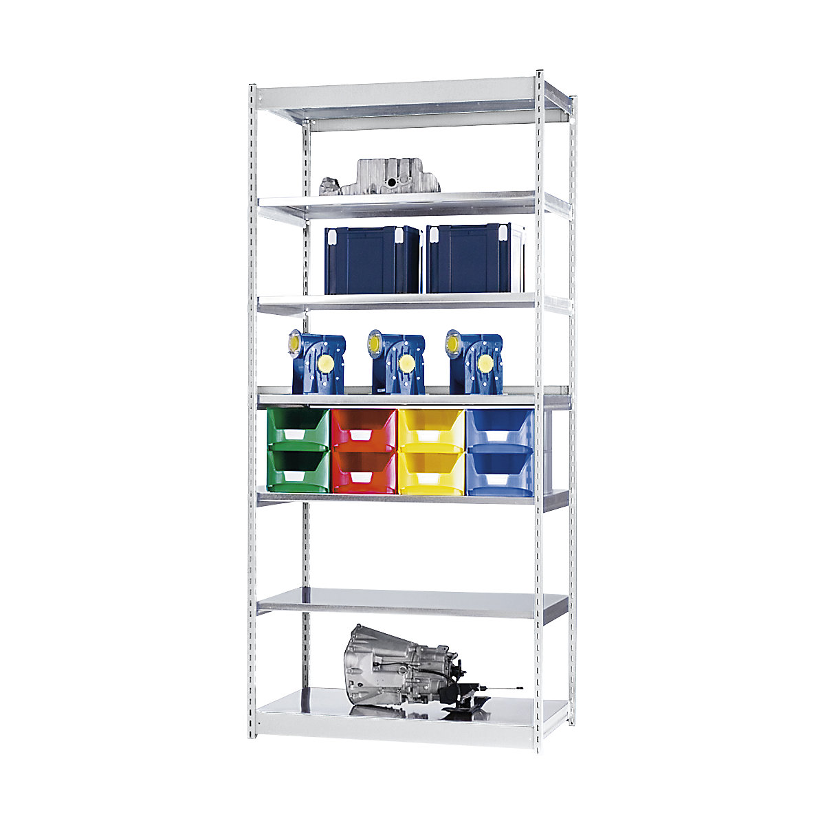Estante de encaixar estável, de um lado – hofe, altura da estante 3000 mm, cinzento claro/galvanizado, largura da prateleira 1325 mm, estante básica, largura x profundidade 1325 x 400 mm-0