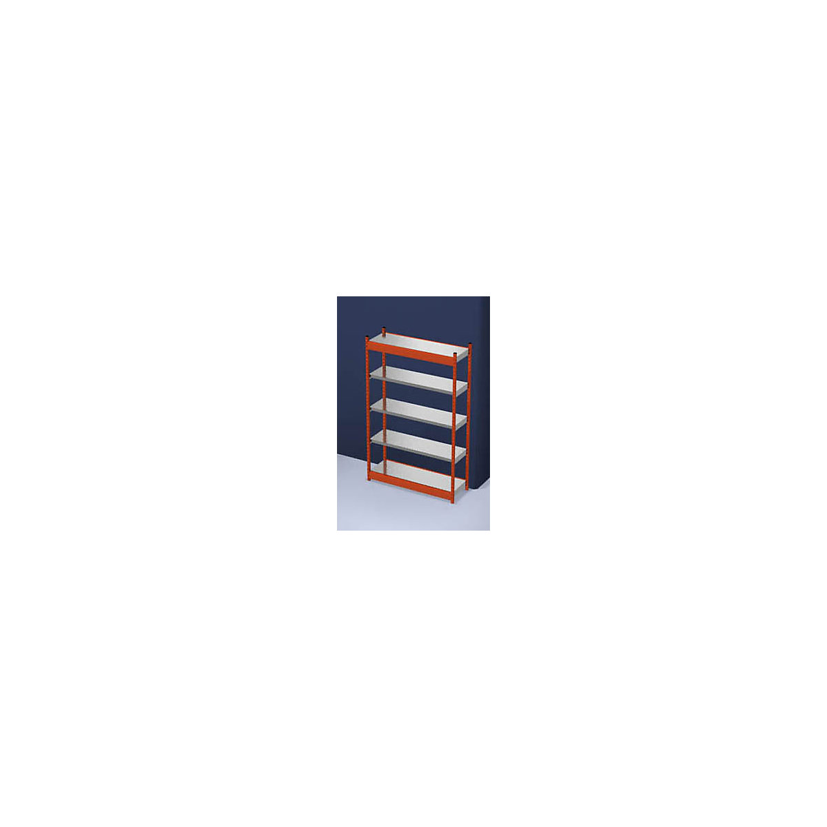 Estante de encaixar estável, de um lado – hofe, altura da estante 2000 mm, laranja / galvanizado, largura da prateleira 1325 mm, estante básica, largura x profundidade 1325 x 400 mm-0