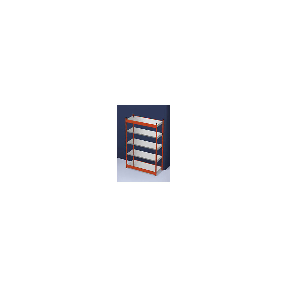 Estante de encaixar estável, de um lado – hofe, altura da estante 2000 mm, laranja / galvanizado, largura da prateleira 1325 mm, estante básica, largura x profundidade 1325 x 500 mm-0