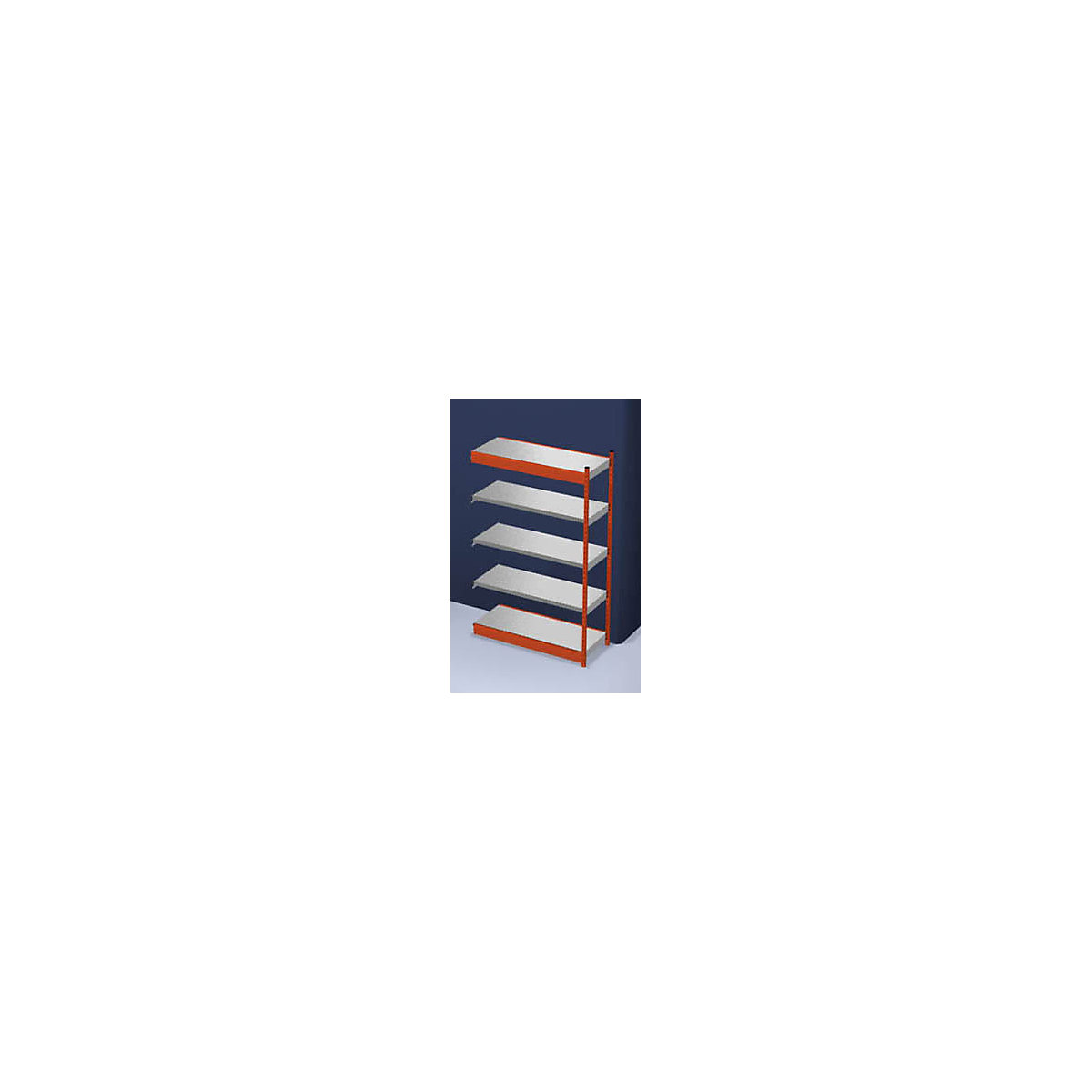 Estante de encaixar estável, de um lado – hofe, altura da estante 2000 mm, laranja / galvanizado, largura da prateleira 1325 mm, estante adicional, largura x profundidade 1325 x 500 mm-0