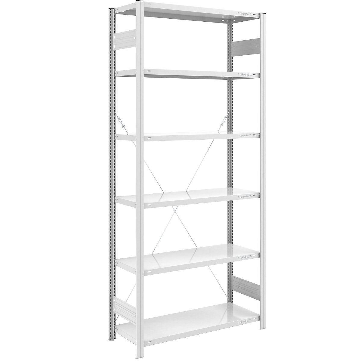 Estante de encaixar para armazém, RAL 7035, construção leve – eurokraft pro, altura da estante 2500 mm, estante básica, largura x profundidade 1000 x 500 mm-0