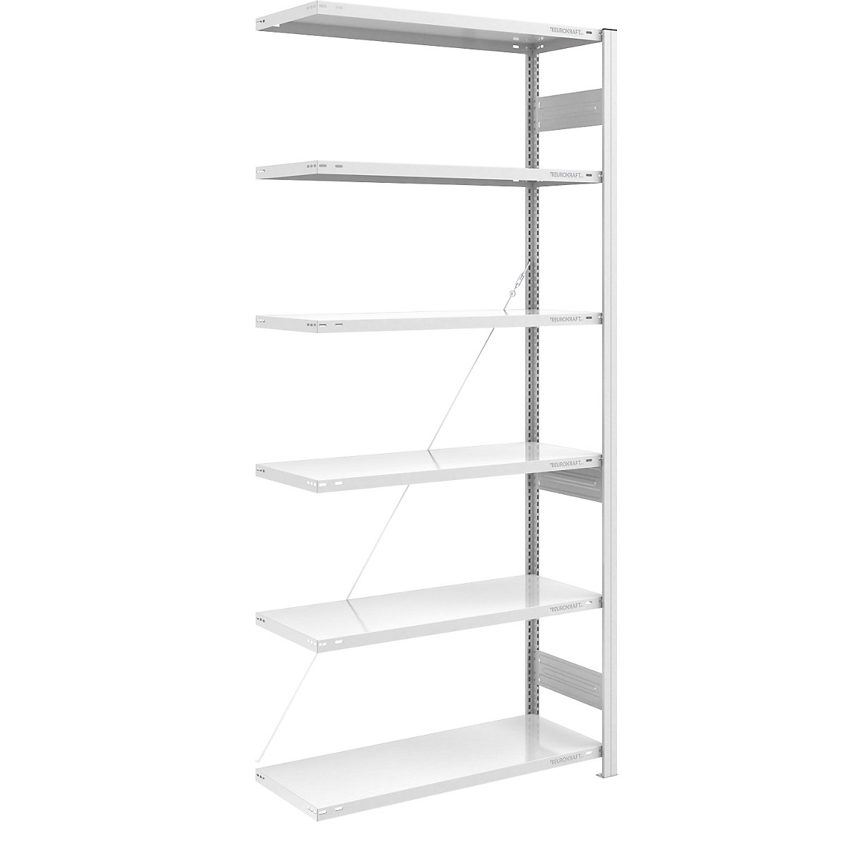 Estante de encaixar para armazém, RAL 7035, construção semipesada – eurokraft pro, altura da estante 2500 mm, estante adicional, largura x profundidade 1000 x 500 mm-0