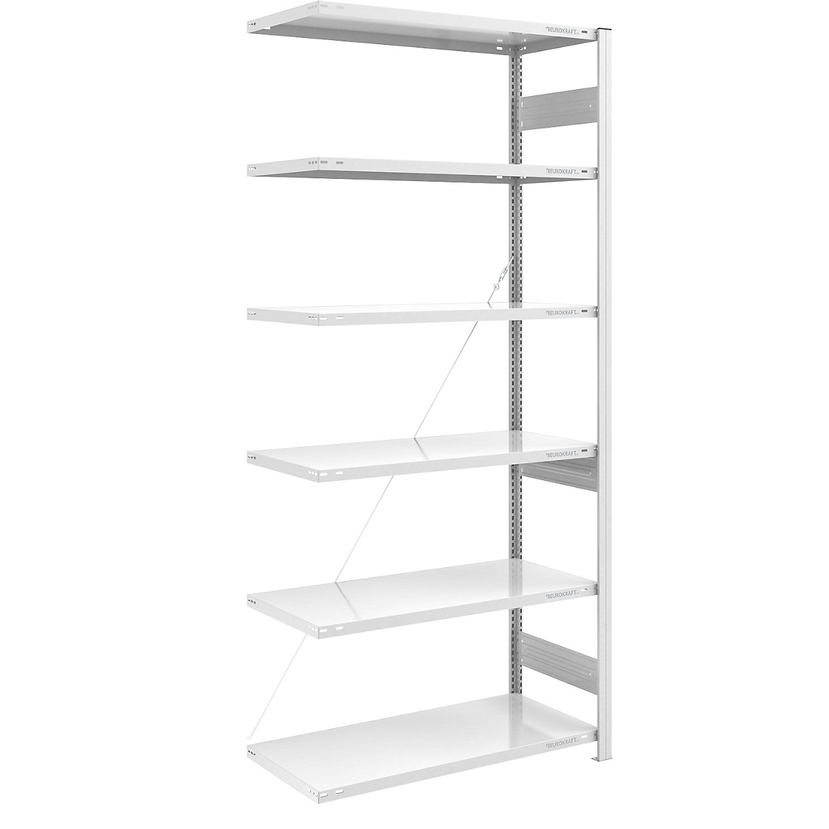 Estante de encaixar para armazém, RAL 7035, construção semipesada – eurokraft pro, altura da estante 2500 mm, estante adicional, largura x profundidade 1000 x 600 mm-0