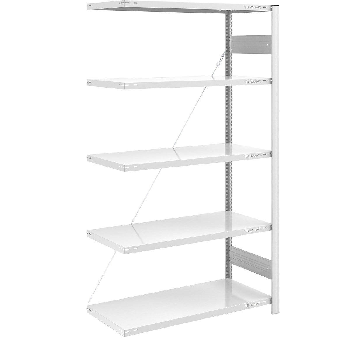 Estante de encaixar para armazém, RAL 7035, construção semipesada – eurokraft pro, altura da estante 2000 mm, estante adicional, largura x profundidade 1000 x 600 mm-0