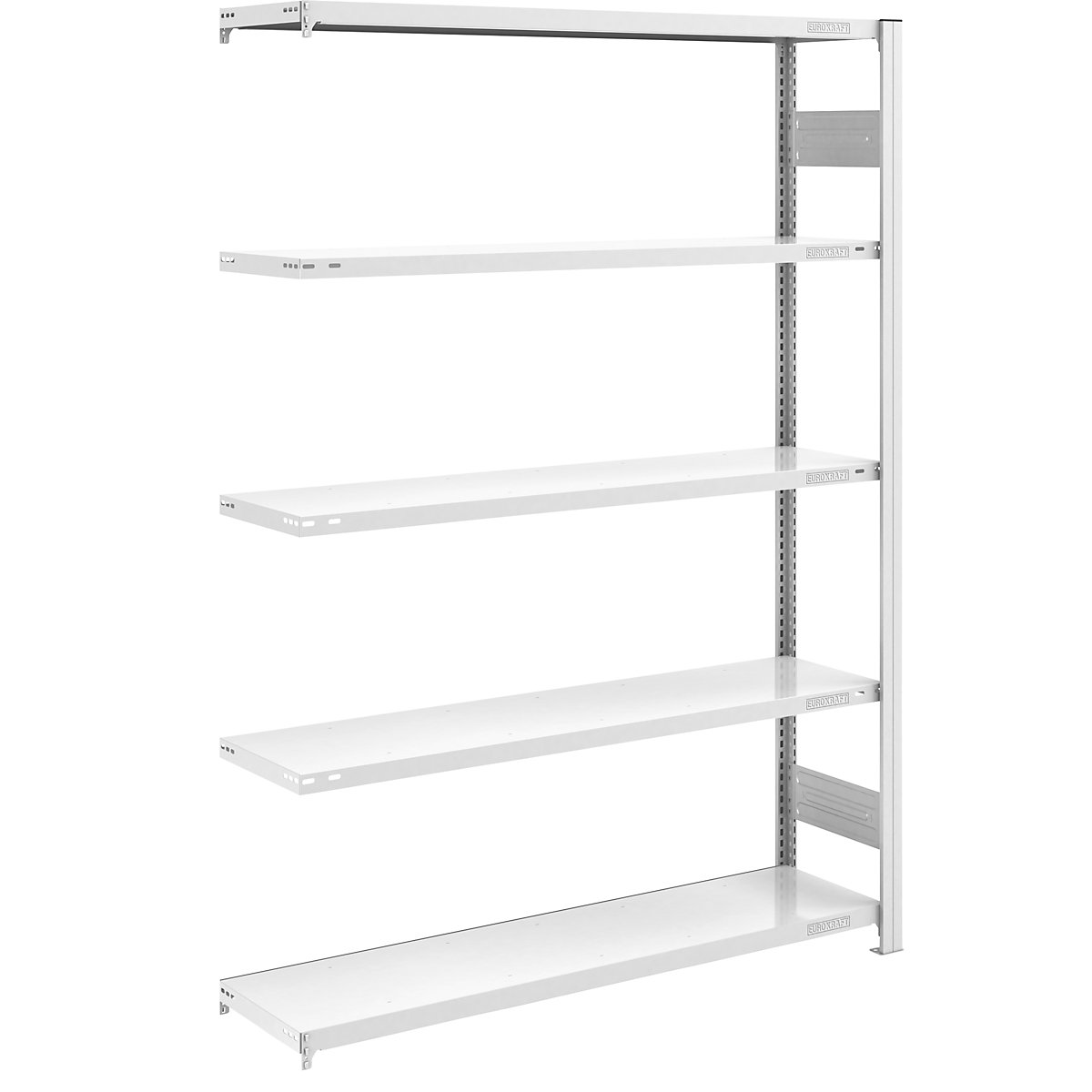 Estante de encaixar para armazém, cinzenta – eurokraft pro, AxL 2000 x 1300 mm, com 5 prateleiras de aço, estante adicional, carga por prateleira 180 kg, profundidade 400 mm-0