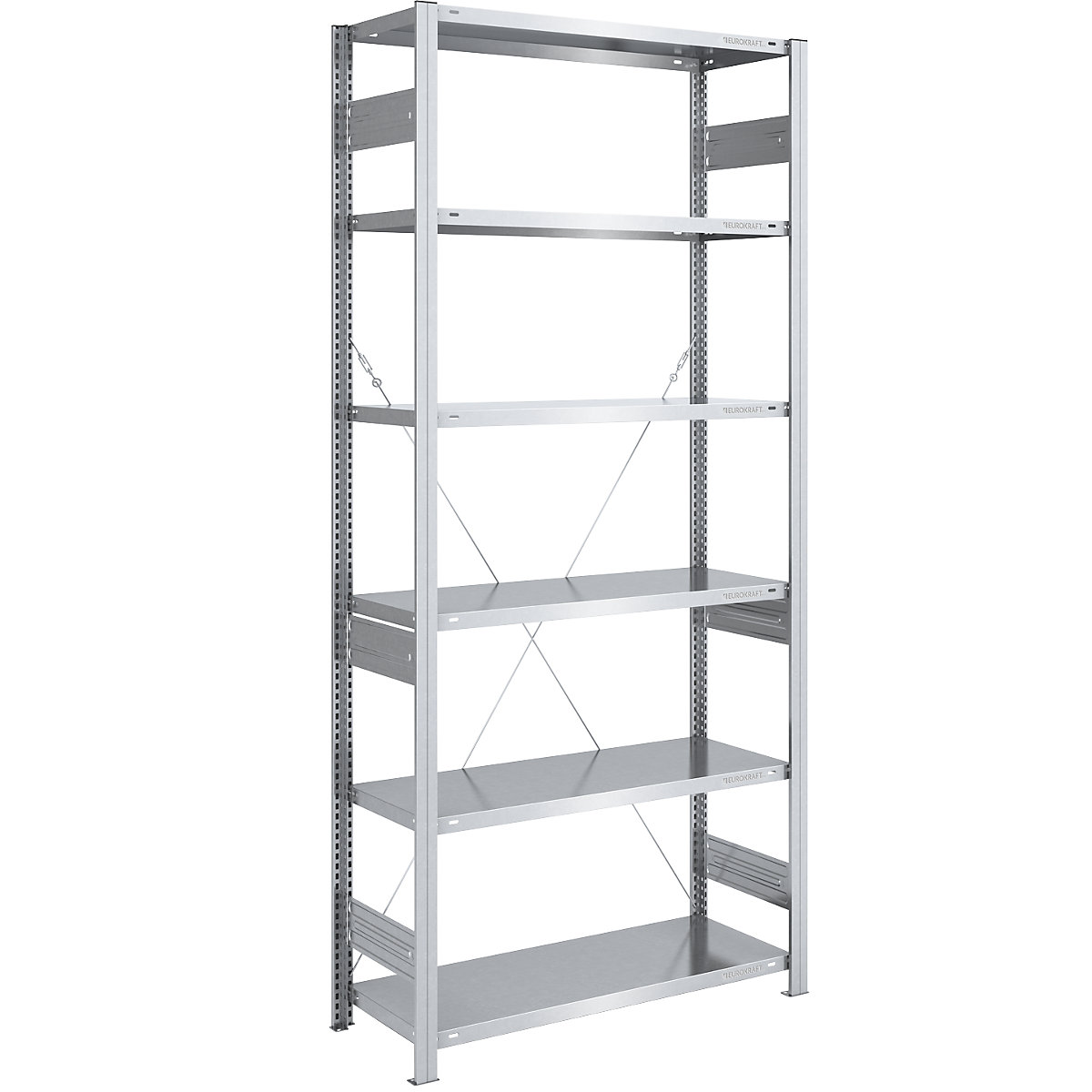 Estante de encaixar para armazém, galvanizada, construção semipesada – eurokraft pro, altura da estante 2500 mm, estante básica, largura x profundidade 1000 x 500 mm-0