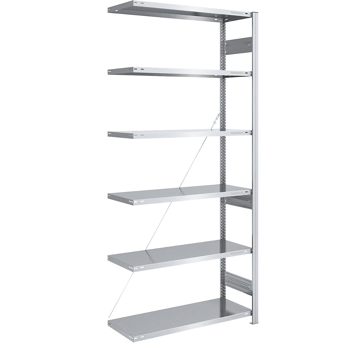Estante de encaixar para armazém, galvanizada, construção semipesada – eurokraft pro, altura da estante 2500 mm, estante adicional, largura x profundidade 1000 x 500 mm-0
