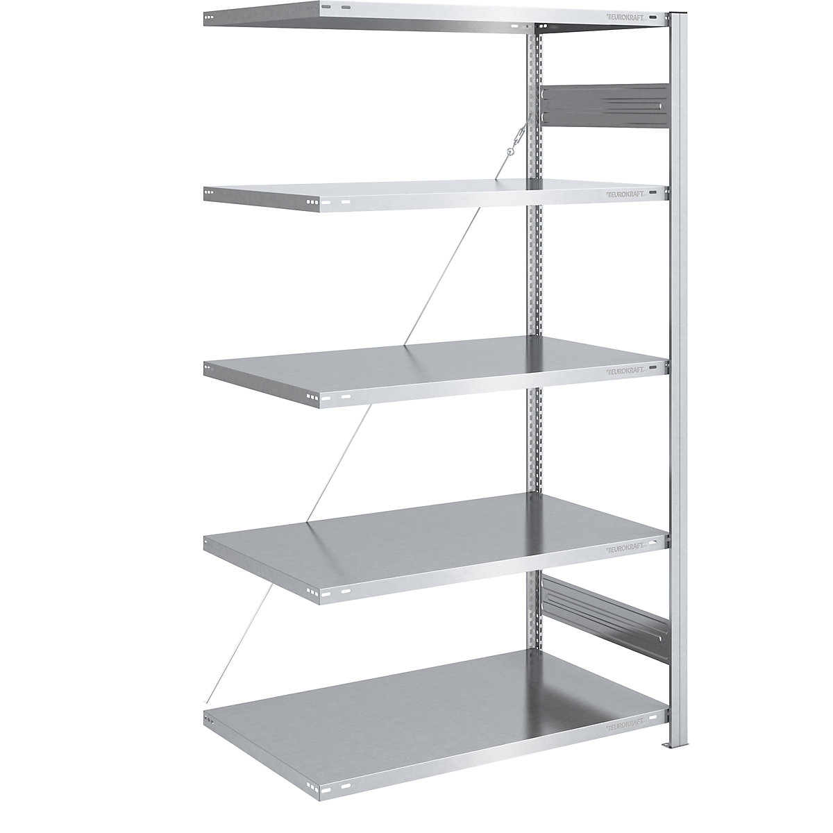 Estante de encaixar para armazém, galvanizada, construção semipesada – eurokraft pro, altura da estante 2000 mm, estante adicional, largura x profundidade 1000 x 800 mm-0
