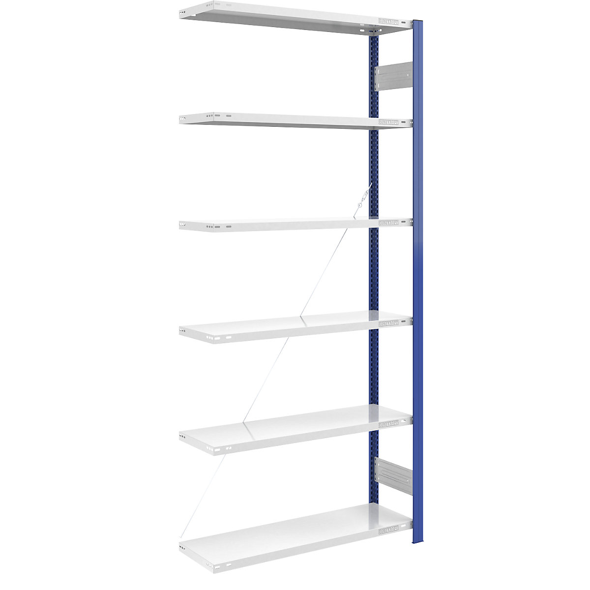 Estante de encaixe para armazém, armação de estante azul – eurokraft pro, AxL 2500 x 1000 mm, prateleira cinzento claro, estante adicional, profundidade 400 mm-0