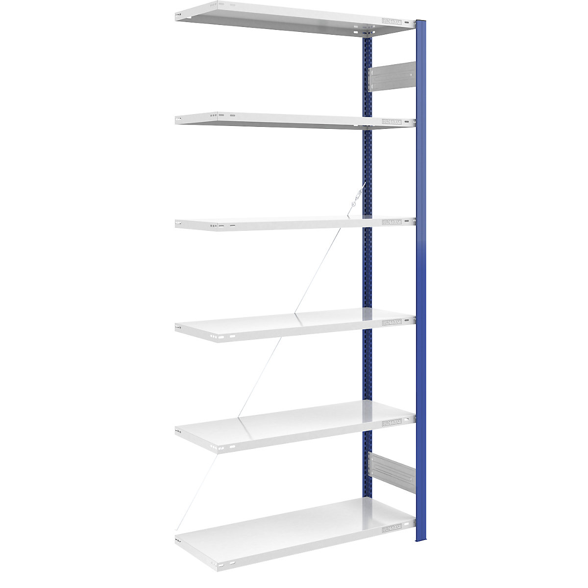 Estante de encaixe para armazém, armação de estante azul – eurokraft pro, AxL 2500 x 1000 mm, prateleira cinzento claro, estante adicional, profundidade 500 mm-0