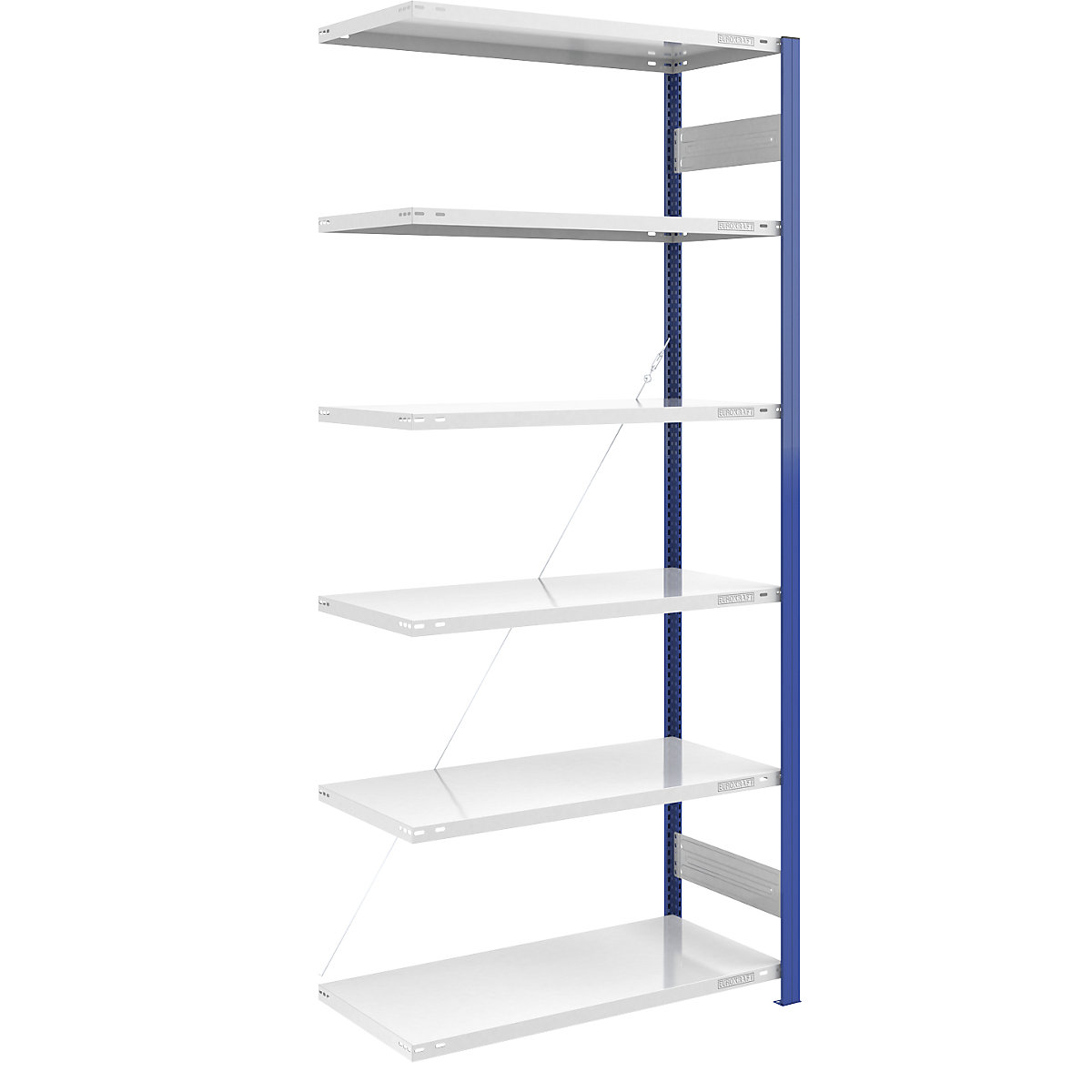 Estante de encaixe para armazém, armação de estante azul – eurokraft pro, AxL 2500 x 1000 mm, prateleira cinzento claro, estante adicional, profundidade 600 mm-0