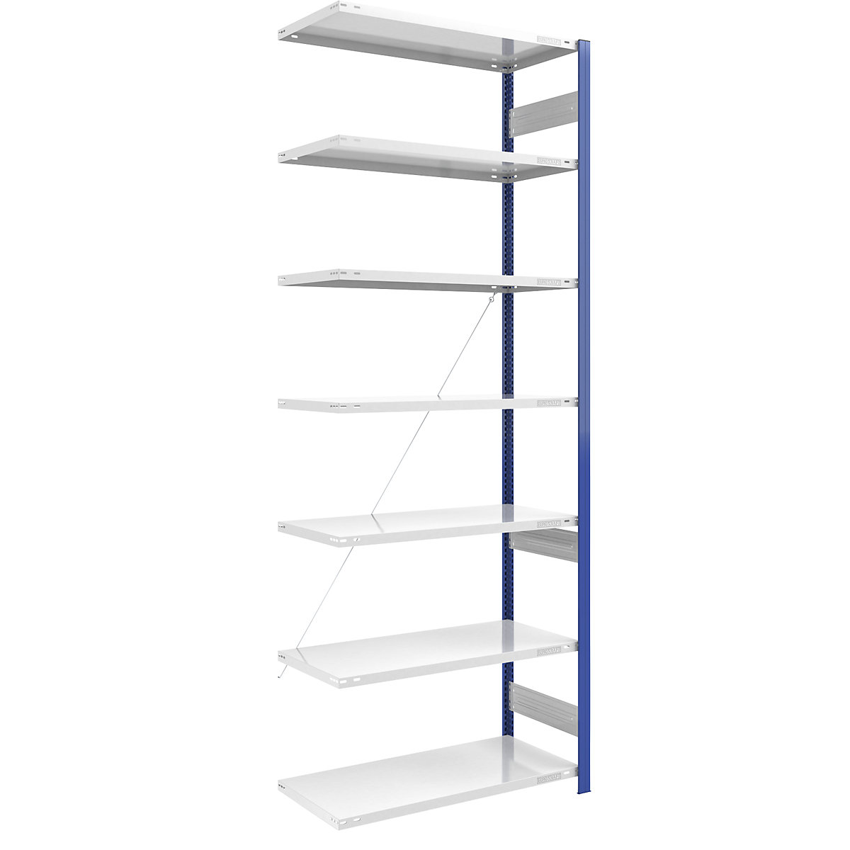 Estante de encaixe para armazém, armação de estante azul – eurokraft pro, AxL 3000 x 1000 mm, prateleira cinzento claro, estante adicional, profundidade 600 mm-0