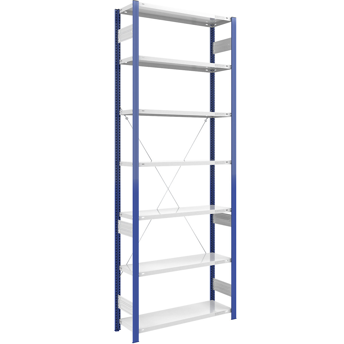 Estante de encaixe para armazém, armação de estante azul – eurokraft pro, AxL 3000 x 1000 mm, prateleira cinzento claro, estante base, profundidade 400 mm-0