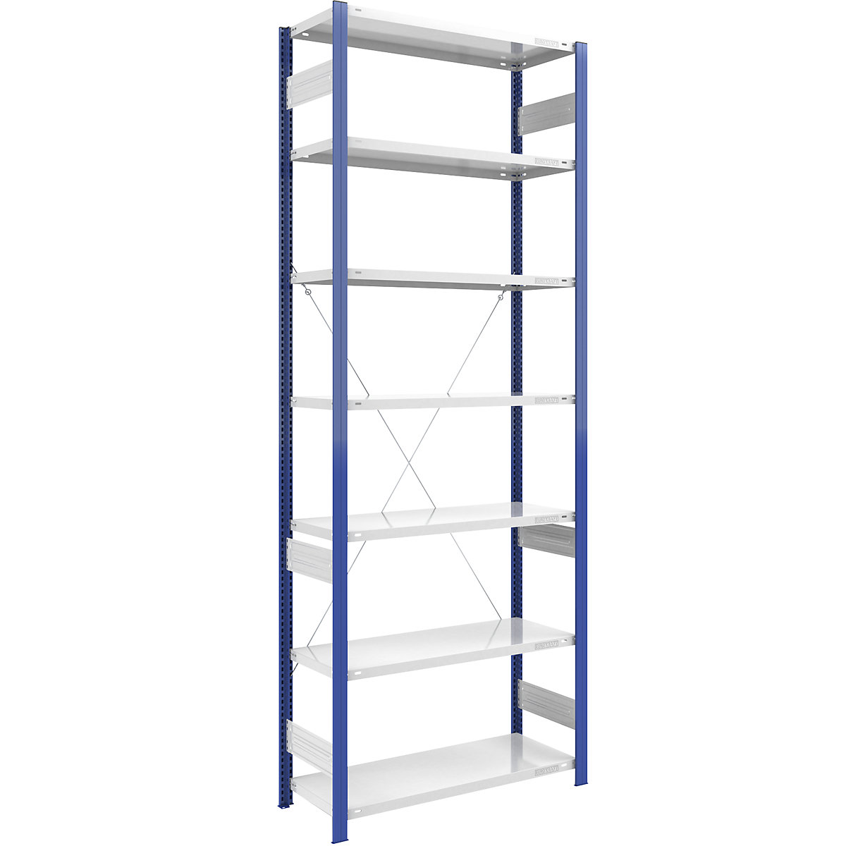 Estante de encaixe para armazém, armação de estante azul – eurokraft pro, AxL 3000 x 1000 mm, prateleira cinzento claro, estante base, profundidade 500 mm-0