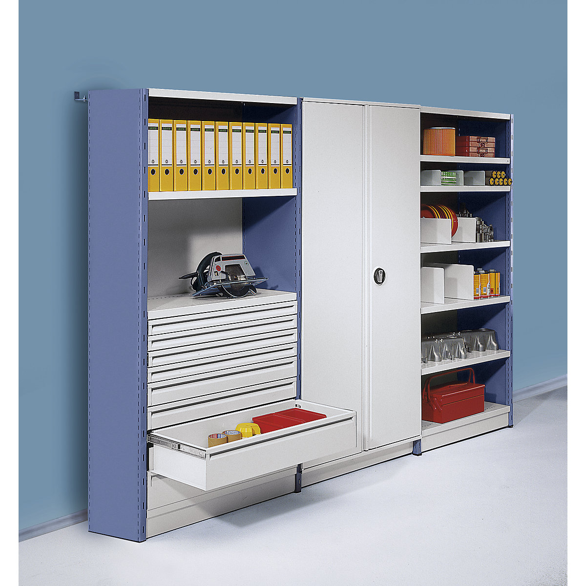 Sistema de estantes e armários com painéis laterais e traseiro (Imagem do produto 3)-2