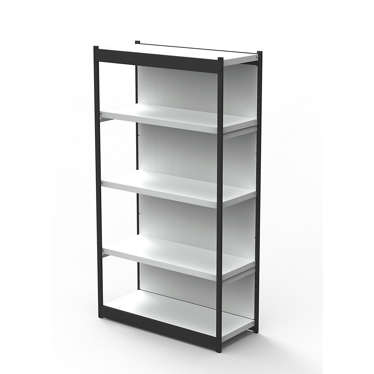 Sistema de estantes para escritório, com painel traseiro, altura da estante 1900 mm, estante básica, largura x profundidade 750 x 300 mm-0